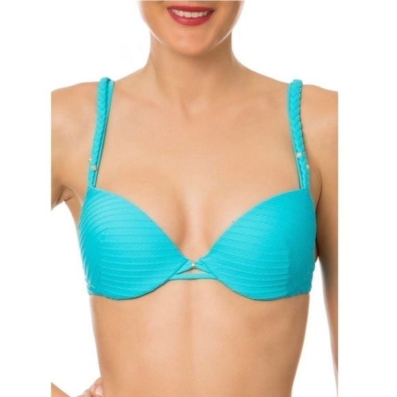 CHIC TRESSAGE by LISE CHARMEL Turquoise Coque Bikini Top - Picture 1 of 6